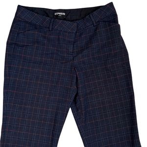 Express Women’s Editor Bootcut Pants Navy Blue Plaid  Size 10.